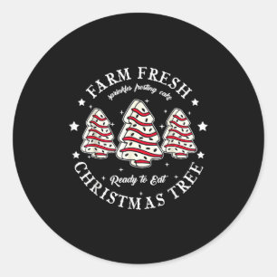 Farm Fresh Ready To Eat Christmas Tree Cake Funny Classic Round Sticker