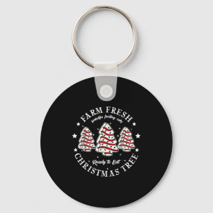 Farm Fresh Ready To Eat Christmas Tree Cake Funny  Keychain