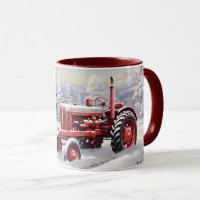 Farm Fresh Red Tractor Wintery Landscape