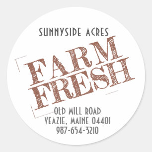 FARM FRESH 'STAMP' Faded Red on White Classic Roun Round Sticker