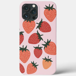 Farm-Fresh Strawberries on Pink iPhone 13 Pro Max Case