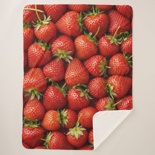 Farm-Fresh Strawberry Field Sherpa Blanket (Front)