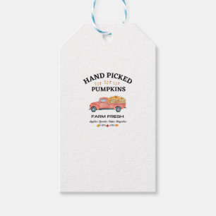 FARM FRESH, THANKSGIVING, OLD RED TRUCK PUMPKIN PA GIFT TAGS
