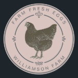 Farm Fresh Vintage Hen Eggs Carton Dusty Blush Classic Round Sticker<br><div class="desc">Add a charming vintage touch to your farm-fresh products with this personalized “Farm Fresh Eggs” sticker featuring a hand-drawn hen illustration and rustic typography. Perfect for sealing egg cartons, market bags, and homemade food packaging, this design showcases a soft blush background and elegant farmhouse accents. Ideal for small farms, homesteaders,...</div>
