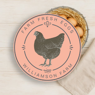 Farm Fresh Vintage Hen Eggs Carton Peach Classic Round Sticker