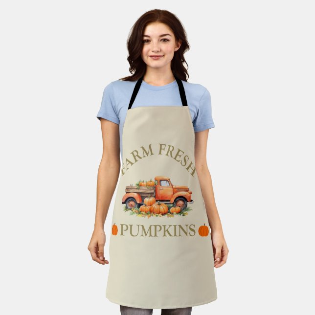 Farm fresh watercolor pumpkins fall autumn apron (Worn)