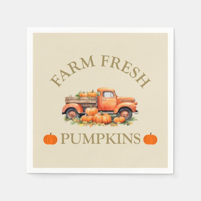 Farm fresh watercolor pumpkins fall autumn napkin (Front)