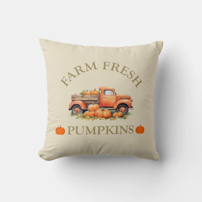 Farm fresh watercolor pumpkins fall autumn throw pillow (Front)