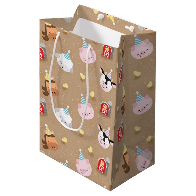 Farm Friends Birthday Party Gift Bag (Front Angled)