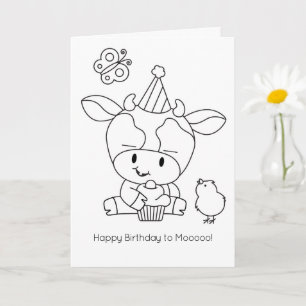 Farm Friends Colour-It-Yourself Cow Greeting Card