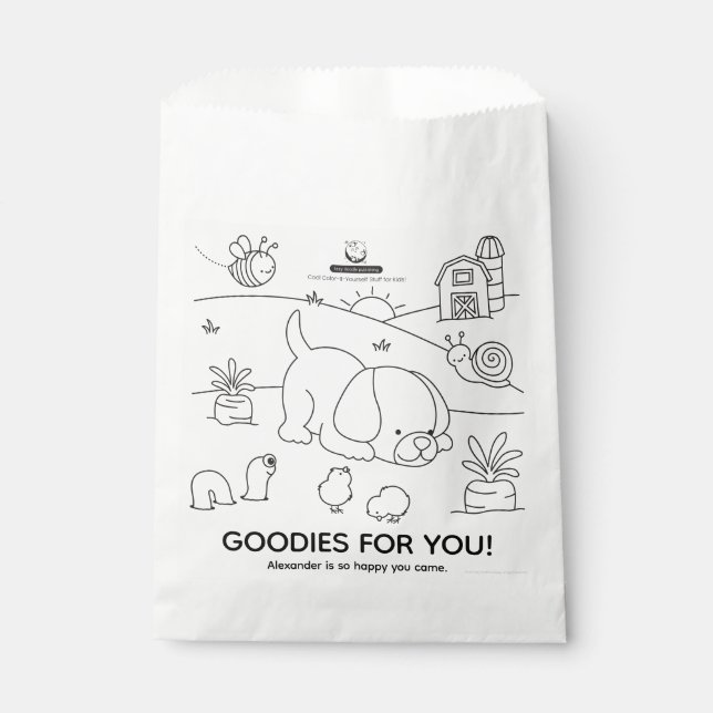 Farm Friends Colour-It-Yourself Party Favour Bags (Front)