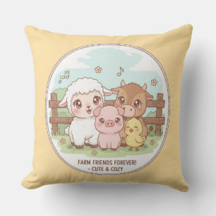 Farm friends forever - cute & cozy throw pillow