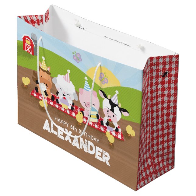 Farm Friends Gift Bag with Colour-It-Yourself Back (Front Angled)