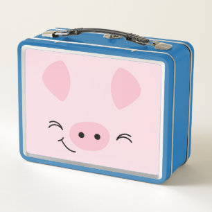 Farm Friends Lunch Box with Playful Pig on Back