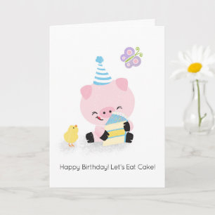 Farm Friends Playful Pig Happy Birthday Greeting Card