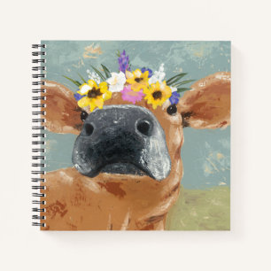 Farm Fun - Cow with Flower Crown Notebook