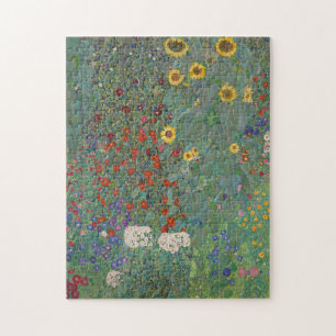Farm Garden Sunflowers by Gustav Klimt Painting Jigsaw Puzzle