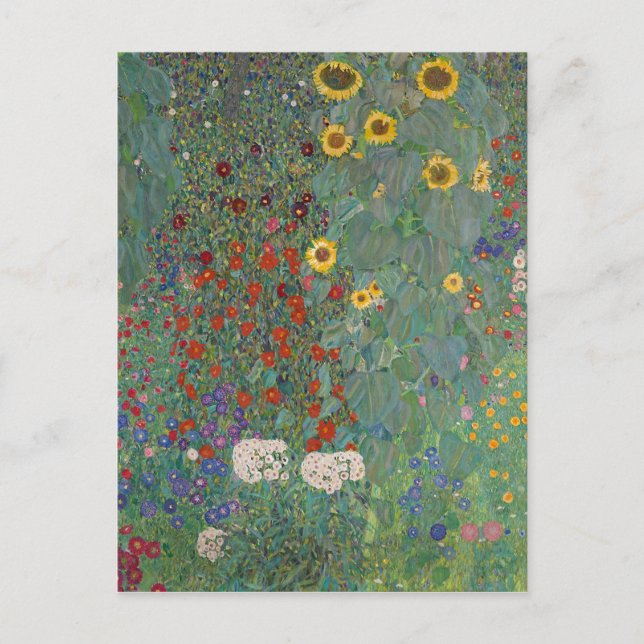 Farm Garden Sunflowers by Gustav Klimt Painting Postcard (Front)