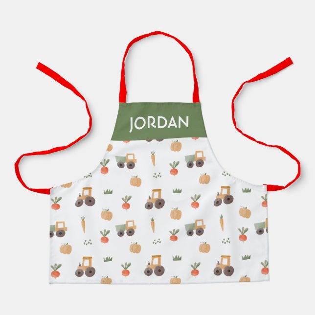 Farm Garden Watercolor Fun Pattern Apron (Front)