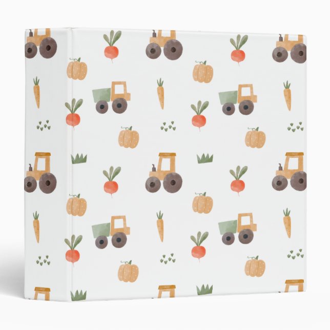 Farm Garden Watercolor Fun Pattern Binder (Front/Spine)