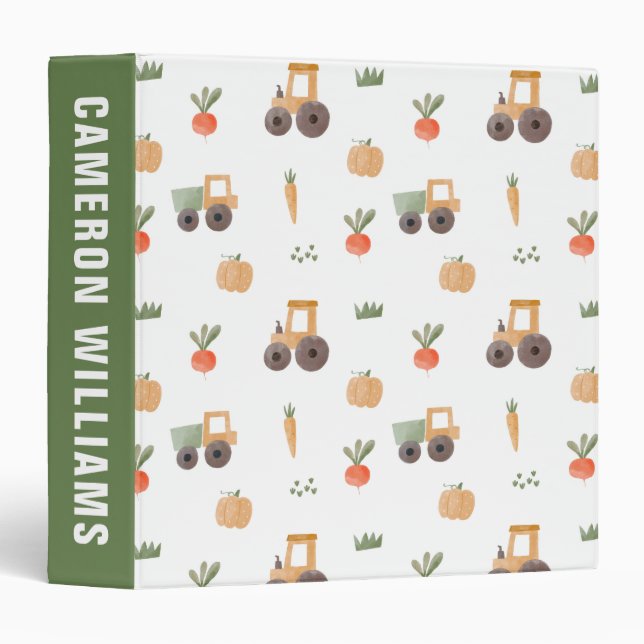 Farm Garden Watercolor Fun Pattern Binder (Front/Spine)