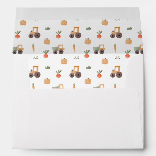 Farm Garden Watercolor Fun Pattern Envelope (Back (Bottom))