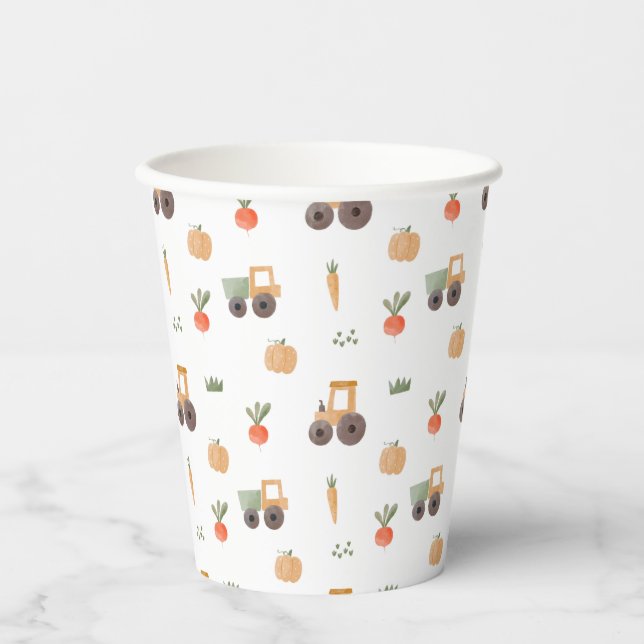 Farm Garden Watercolor Fun Pattern Paper Cups (Front)