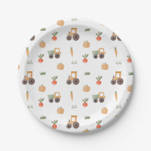Farm Garden Watercolor Fun Pattern Paper Plate