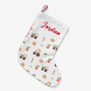 Farm Garden Watercolor Fun Pattern Small Christmas Stocking