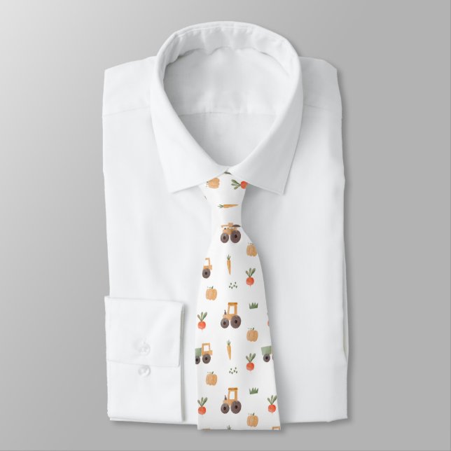 Farm Garden Watercolor Fun Pattern Tie (Tied)