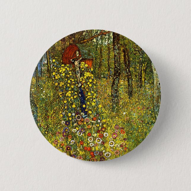 Farm Garden with Crucifix by Gustav Klimt 2 Inch Round Button (Front)
