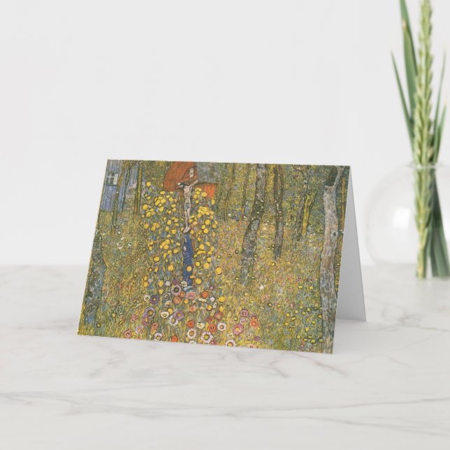 Farm Garden With Crucifix (by Gustav Klimt) Card (Front)