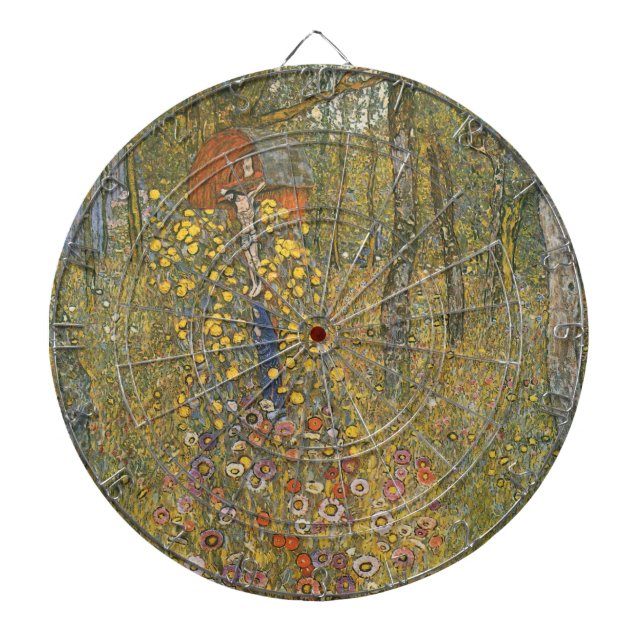 Farm Garden With Crucifix (by Gustav Klimt) Dartboard (Front)