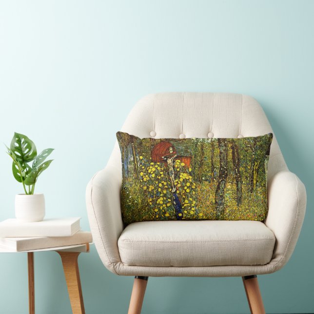 Farm Garden with Crucifix by Gustav Klimt Lumbar Pillow (Chair)