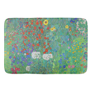 Farm Garden with Sunflowers by Gustav Klimt Bath Mat