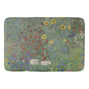Farm Garden with Sunflowers by Gustav Klimt Bath Mat