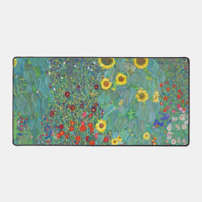 Farm Garden with Sunflowers by Gustav Klimt  Desk Mat (Front)