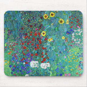 Farm Garden with Sunflowers, Gustav Klimt Mouse Pad