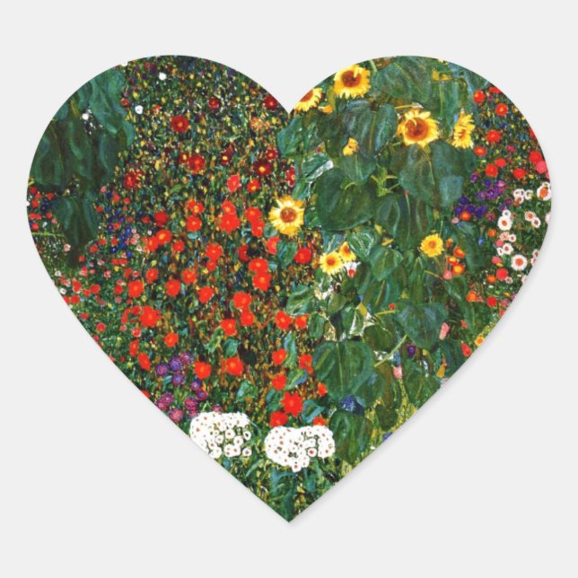 Farm Garden with Sunflowers Heart Sticker (Front)