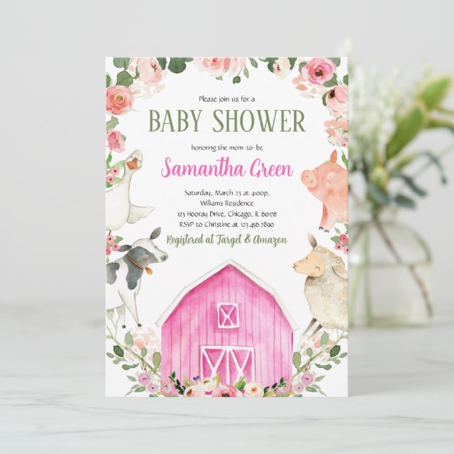 Farm Girl Baby Shower Invitation (Standing Front)