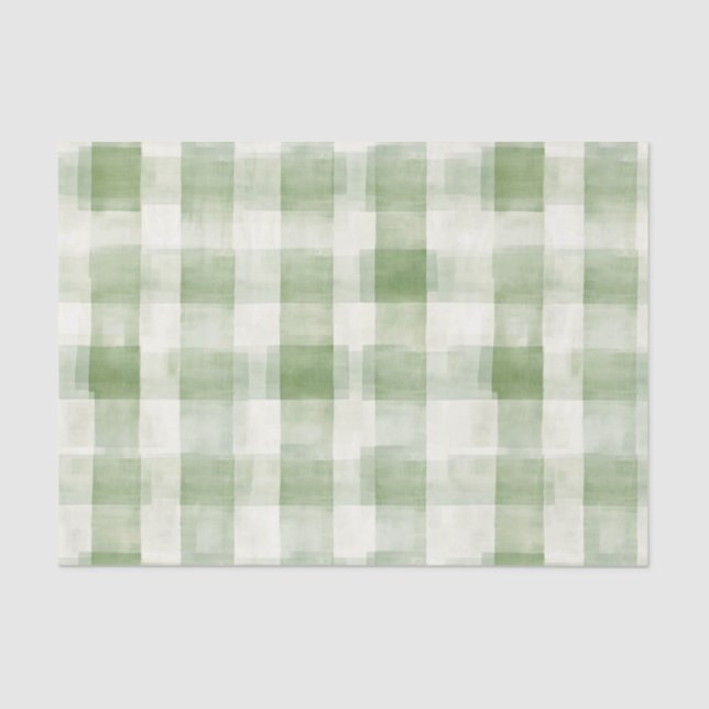 Farm Green Cream Plaid Birthday Tissue Paper (Front)