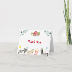 Farm Greenery Barnyard Birthday Thank You