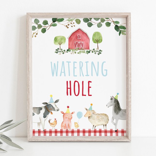 Farm Greenery Watering Hole Birthday Sign (Creator Uploaded)