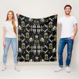 Farm Hen Folk Art Print Fleece Blanket