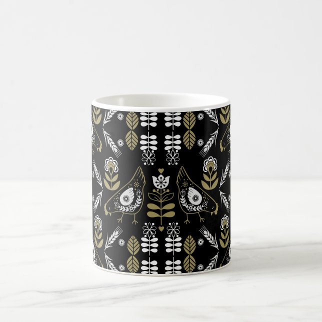 Farm Hen Folk Art Print Magic Mug (Center)