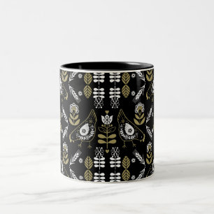 Farm Hen Folk Art Print Two-Tone Coffee Mug