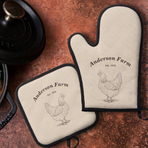 Farm Hen Oven Mitt & Pot Holder Set