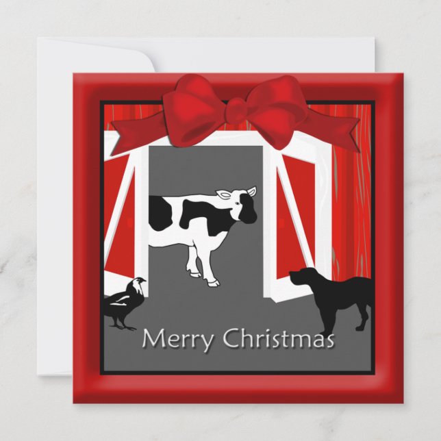 Farm Homestead Barn Animals Christmas Greeting Holiday Card (Front)