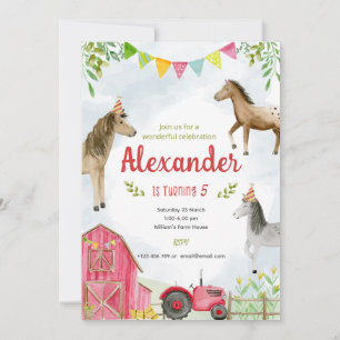 Farm Horses Birthday invitation