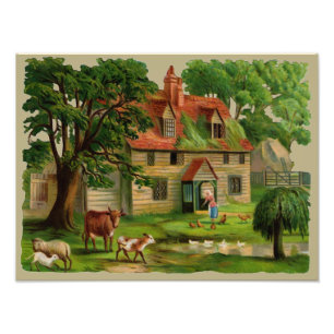 Farm House And Country Garden Photo Print